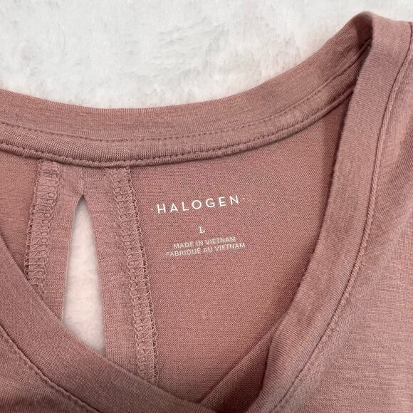 Halogen Crew Neck Sleeveless Pink Flowy Athletic Tank Top Size Large - Picture 3 of 8